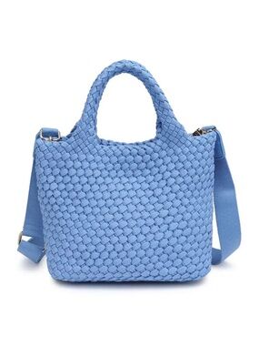 Sol and Selene Woven Light Blue Tote Bag with Detachable Strap